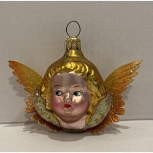 CHRISTOPHER RADKO CHERUB 3" ANGEL ORNAMENT GOLD RARE VINTAGE CHRISTMAS